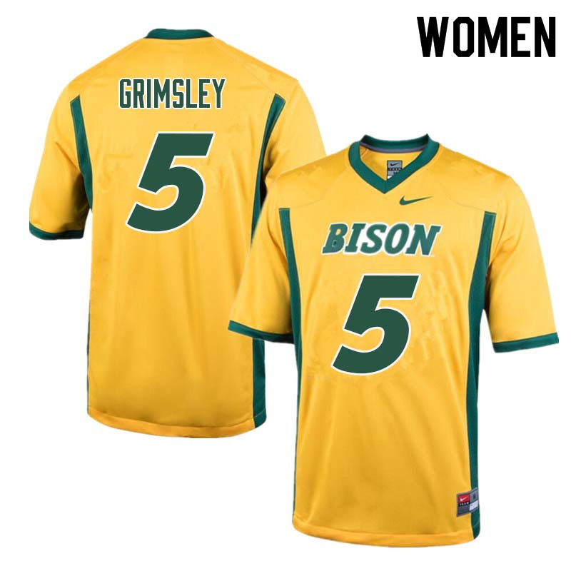 Women #5 Robbie Grimsley North Dakota State Bison College Football Jerseys Sale-Yellow